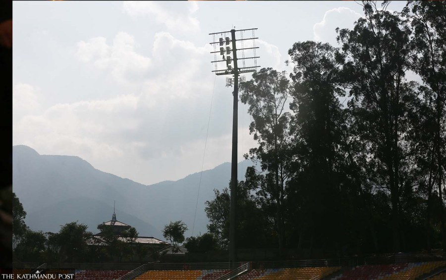 Floodlight towers erected at TU cricket ground