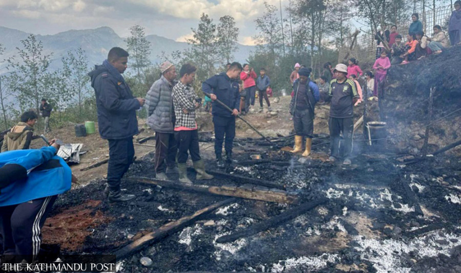 Fire destroys house in Taplejung