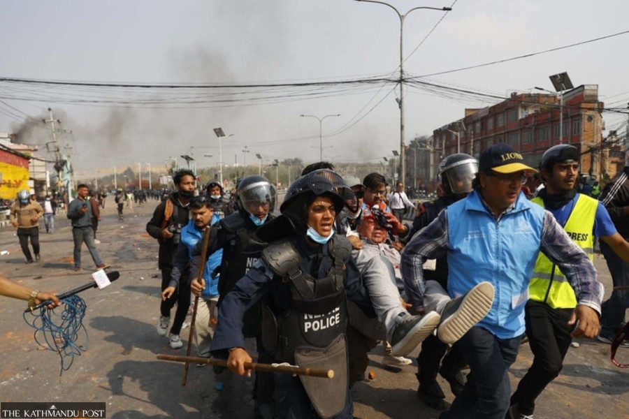 Several injured as security personnel, protesters clash at Tinkune