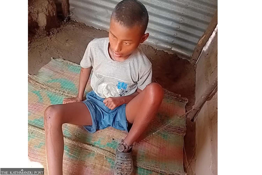 Poverty forces father to chain disabled teen at home