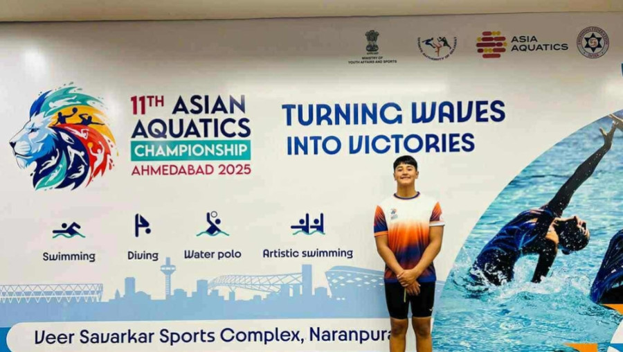 Kalkin Shrestha sets new national record at Asian Aquatics Championships