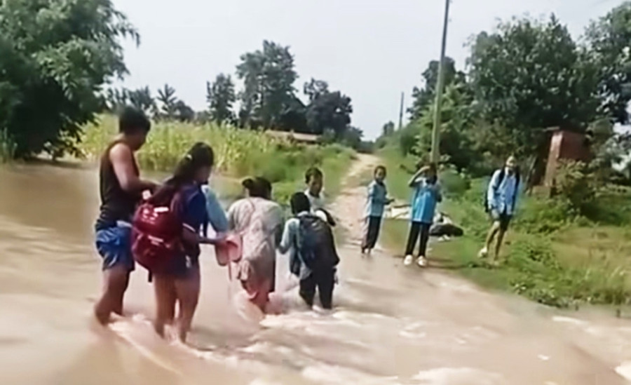 Bardiya students risk their lives to reach school in monsoon