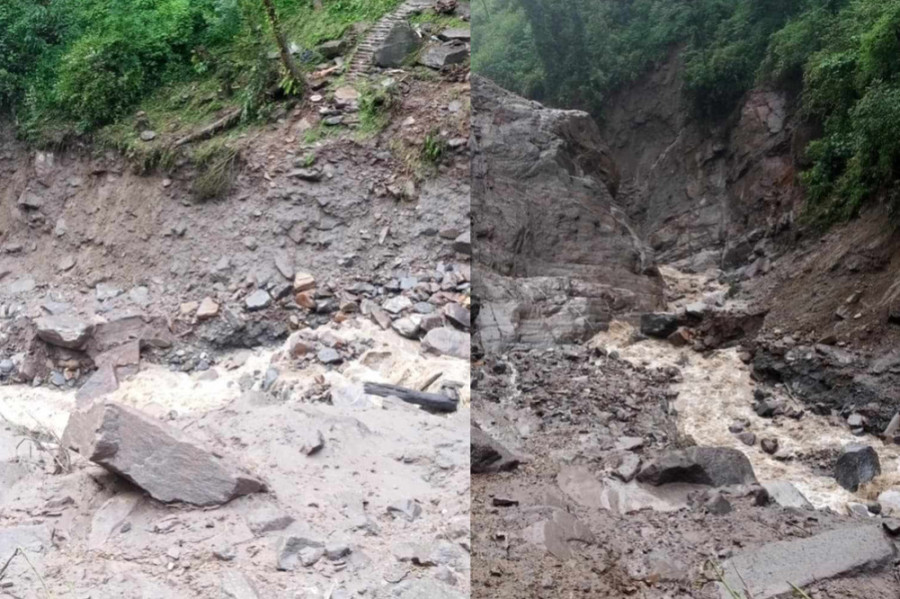 Kanti Highway blocked after landslide sweeps away road