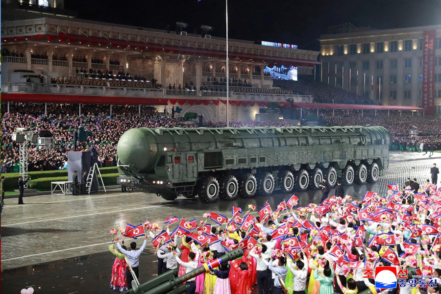 North Korea holds military parade, shows off new intercontinental missile